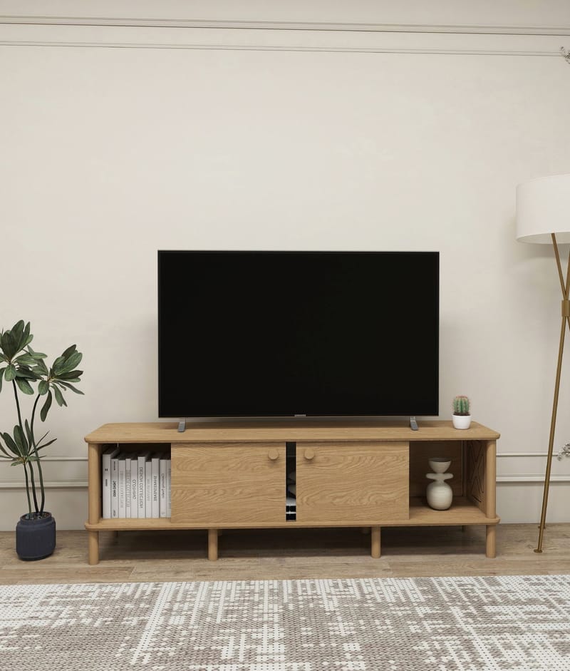 Sunira TV-bänk 160 cm med Förvaring i Ek - Brun - Möbler - TV- & Mediamöbler - TV bänk & mediabänk