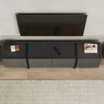 Sylvenn TV-bänk 180 cm - Antracit och svart - Möbler - TV- & Mediamöbler - Mediastativ & väggfäste - Tv-stativ & Tv-väggfäste