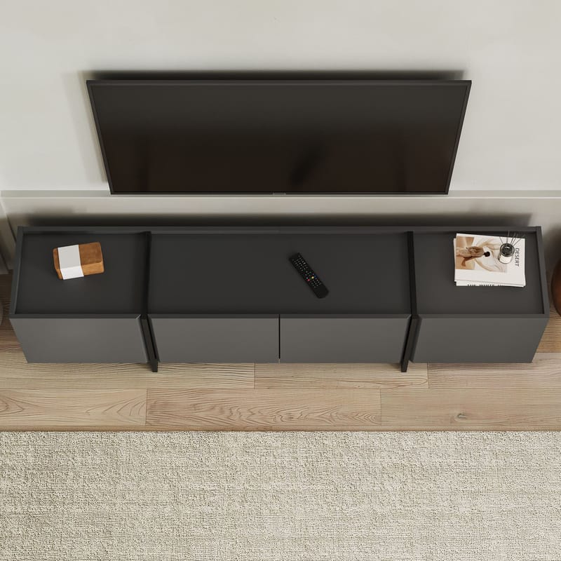 Sylvenn TV-bänk 180 cm - Antracit och svart - Möbler - TV- & Mediamöbler - Mediastativ & väggfäste - Tv-stativ & Tv-väggfäste