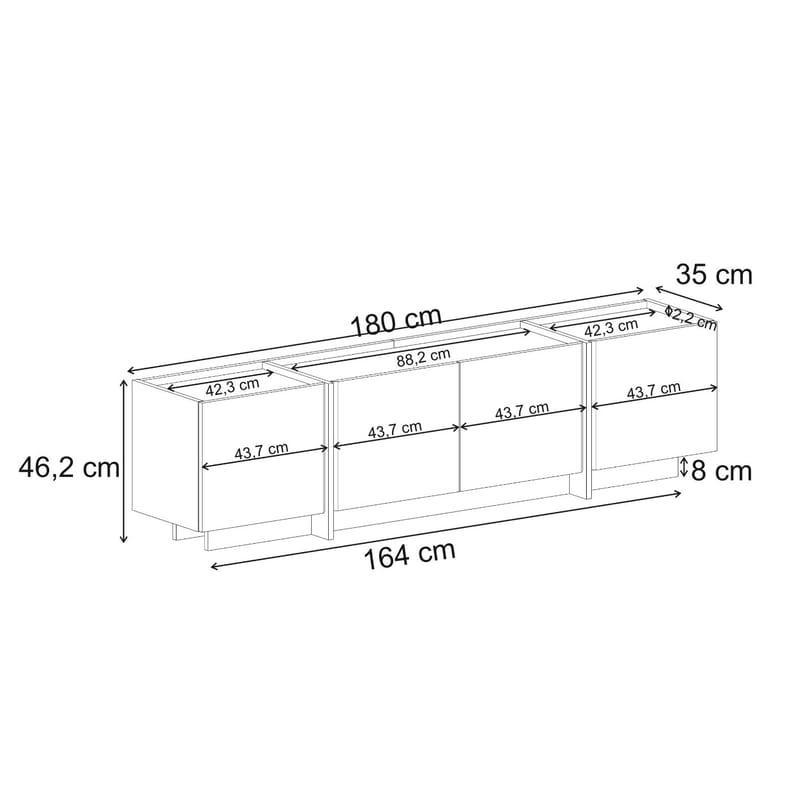 Sylvenn TV-bänk 180 cm med Förvaring - Milano Walnut - Möbler - TV- & Mediamöbler - Mediastativ & väggfäste - Tv-stativ & Tv-väggfäste