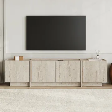 Sylvenn TV och Mediabänk 180 cm med Förvaring i Trä - Beige - Möbler - TV- & Mediamöbler - TV bänk & mediabänk
