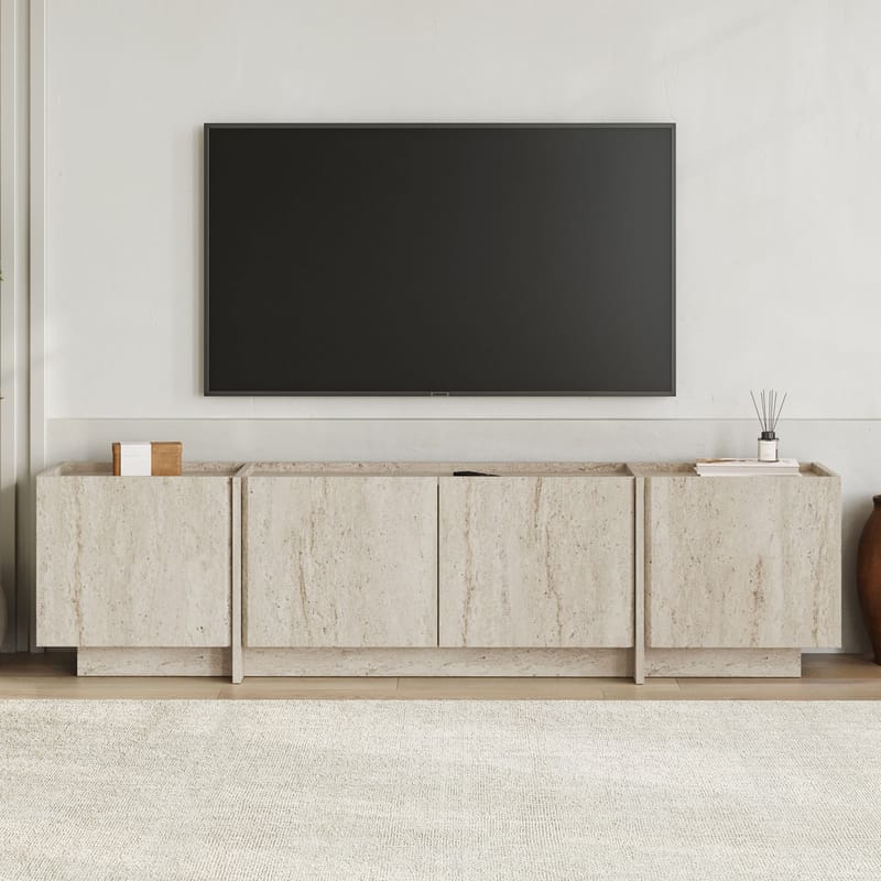 Sylvenn TV och Mediabänk 180 cm med Förvaring i Trä - Beige - Möbler - TV- & Mediamöbler - TV bänk & mediabänk