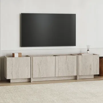 Sylvenn TV och Mediabänk 180 cm med Förvaring i Trä - Beige - Möbler - TV- & Mediamöbler - TV bänk & mediabänk