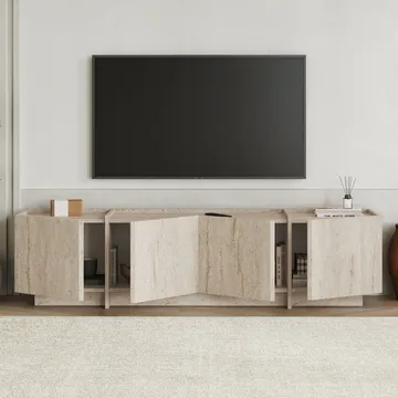 Sylvenn TV och Mediabänk 180 cm med Förvaring i Trä - Beige - Möbler - TV- & Mediamöbler - TV bänk & mediabänk