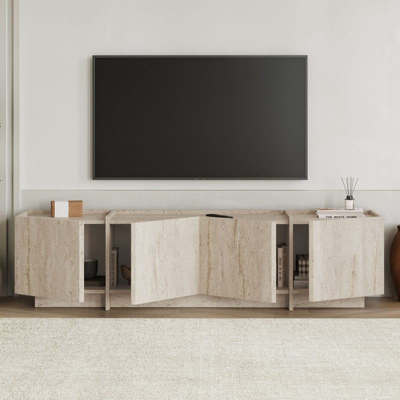 Sylvenn TV och Mediabänk 180 cm med Förvaring i Trä - Beige - Möbler - TV- & Mediamöbler - TV bänk & mediabänk