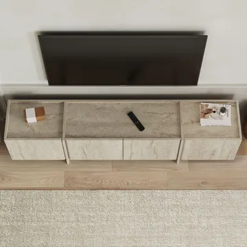 Sylvenn TV och Mediabänk 180 cm med Förvaring i Trä - Beige - Möbler - TV- & Mediamöbler - TV bänk & mediabänk