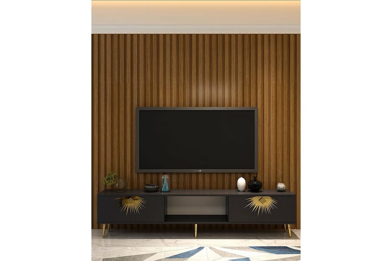 Tari Tv-bänk 150 cm - Antracit/Guld - Möbler - TV- & Mediamöbler - TV bänk & mediabänk