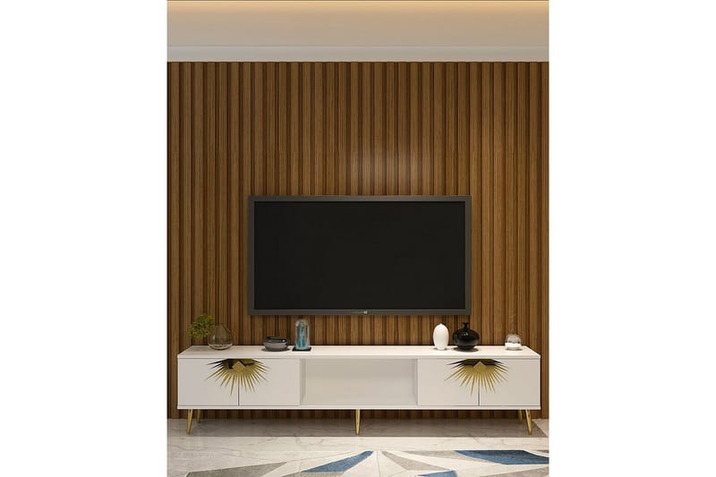Tari Tv-bänk 150 cm - Vit/Guld - Möbler - TV- & Mediamöbler - TV bänk & mediabänk