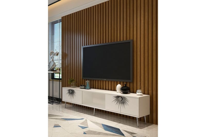 Tari Tv-bänk 150 cm - Vit/Silver - Möbler - TV- & Mediamöbler - TV bänk & mediabänk