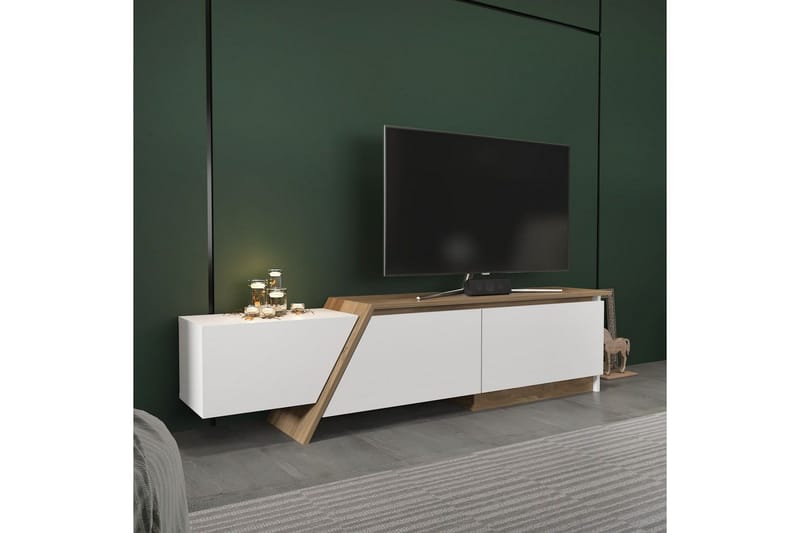 Tavros Golvstående Tv-bänk 180 cm med Förvaring i Valnöt - Vit - Möbler - TV- & Mediamöbler - TV bänk & mediabänk