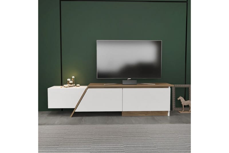 Tavros Golvstående Tv-bänk 180 cm med Förvaring i Valnöt - Vit - Möbler - TV- & Mediamöbler - TV bänk & mediabänk