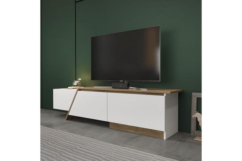 Tavros Golvstående Tv-bänk 180 cm med Förvaring i Valnöt - Vit - Möbler - TV- & Mediamöbler - TV bänk & mediabänk
