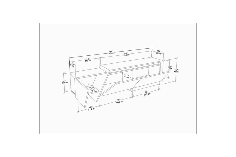 Tavros Tv-bänk 180 cm - Röd/Vit - Möbler - TV- & Mediamöbler - TV bänk & mediabänk