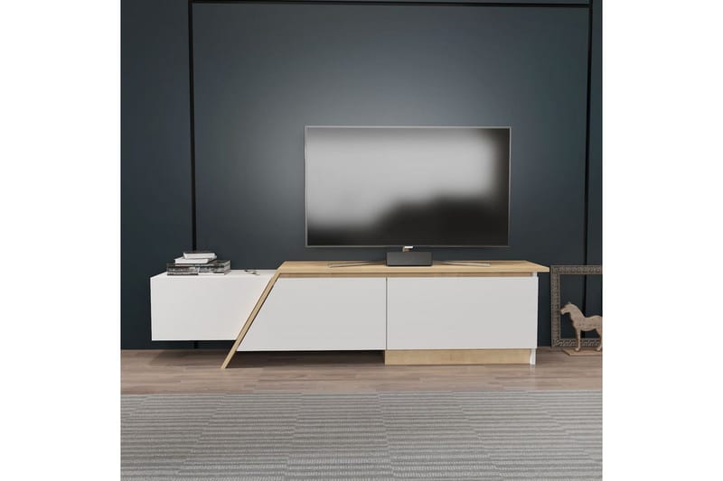 Tavros Tv-bänk 180 cm - Vit/Ek - Möbler - TV- & Mediamöbler - TV bänk & mediabänk