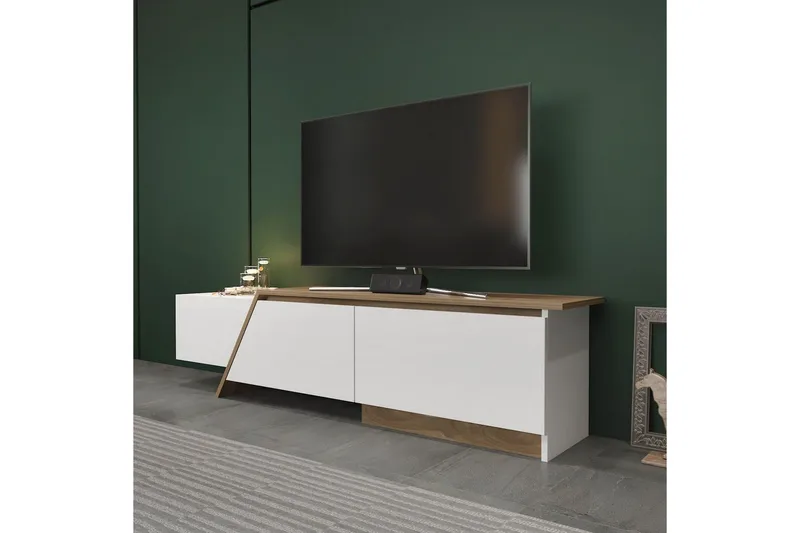 Tavros Tv-bänk 180 cm - Vit/Valnöt - Möbler - TV- & Mediamöbler - TV bänk & mediabänk