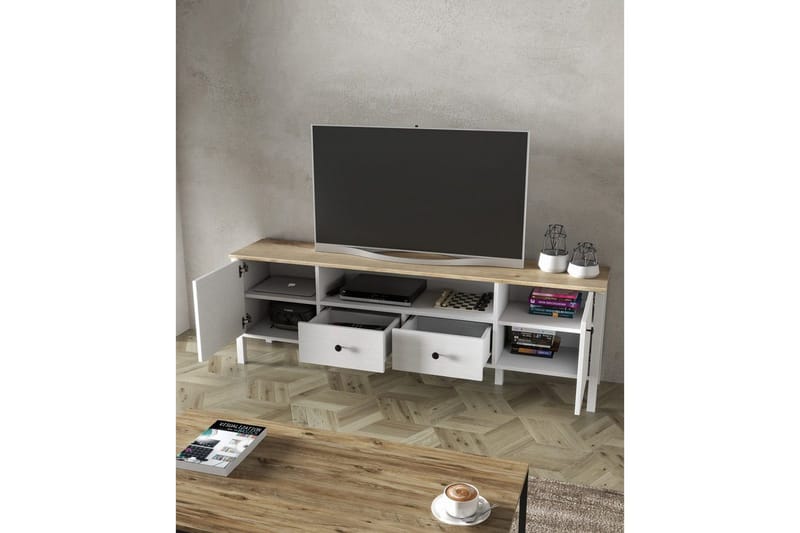 Thynor Tv-bänk 180 cm - Vit - Möbler - TV- & Mediamöbler - TV bänk & mediabänk