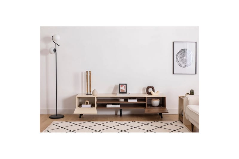 Torin Tv-bänk 180 cm - Valnöt/Beige - Möbler - TV- & Mediamöbler - TV bänk & mediabänk