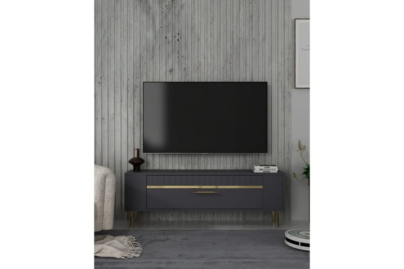 Tovren Tv-bänk 120 cm - Antracit/Guld - Möbler - TV- & Mediamöbler - TV bänk & mediabänk