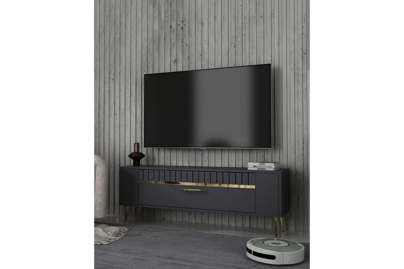 Tovren Tv-bänk 120 cm - Antracit/Guld - Möbler - TV- & Mediamöbler - TV bänk & mediabänk