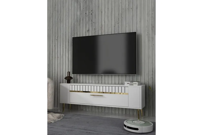Tovren Tv-bänk 120 cm - Vit/Guld - Möbler - TV- & Mediamöbler - TV bänk & mediabänk