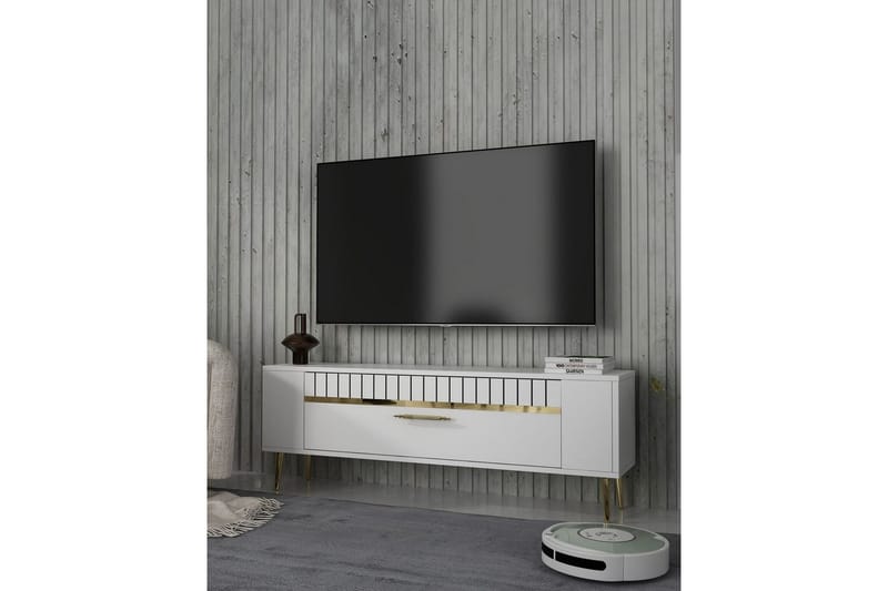 Tovren Tv-bänk 120 cm - Vit/Guld - Möbler - TV- & Mediamöbler - TV bänk & mediabänk