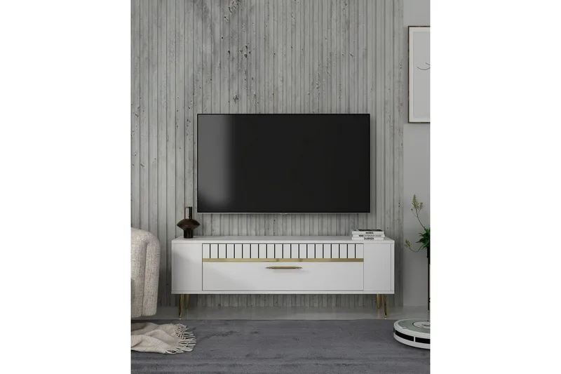 Tovren Tv-bänk 120 cm - Vit/Guld - Möbler - TV- & Mediamöbler - TV bänk & mediabänk