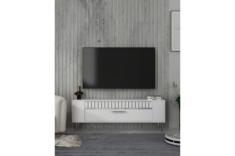 Tovren Tv-bänk 120 cm - Vit/Silver - Möbler - TV- & Mediamöbler - TV bänk & mediabänk