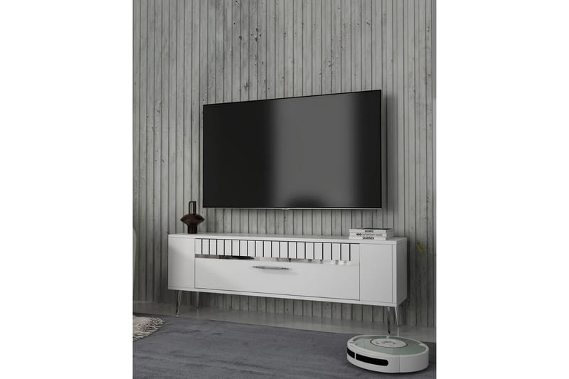 Tovren Tv-bänk 120 cm - Vit/Silver - Möbler - TV- & Mediamöbler - TV bänk & mediabänk
