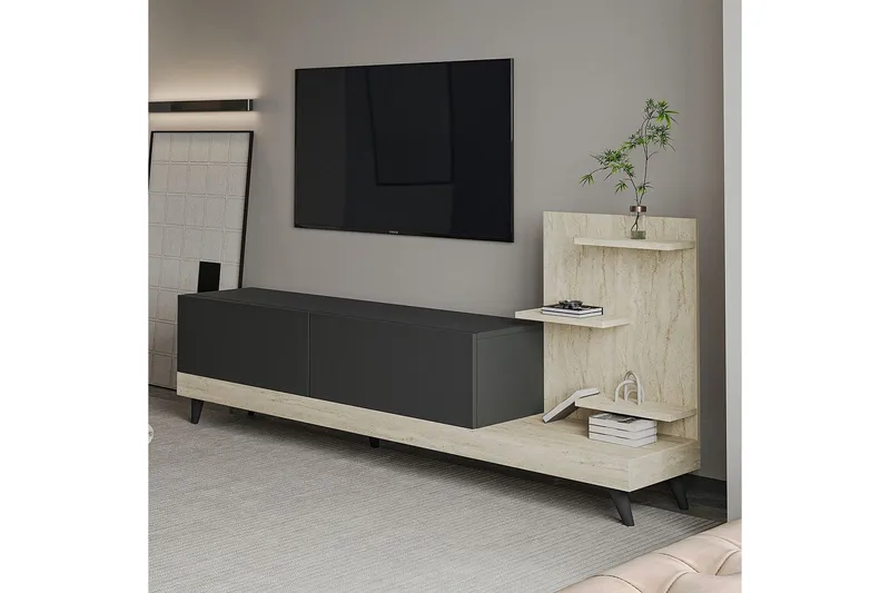 Travorn Tv-bänk 180 cm - Antracit/Travertine - Möbler - TV- & Mediamöbler - TV bänk & mediabänk