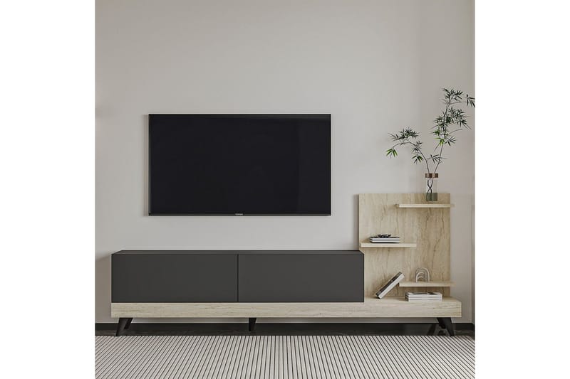 Travorn Tv-bänk 180 cm - Antracit/Travertine - Möbler - TV- & Mediamöbler - TV bänk & mediabänk