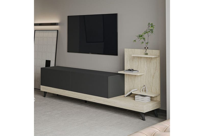 Travorn Tv-bänk 180 cm - Antracit/Travertine - Möbler - TV- & Mediamöbler - TV bänk & mediabänk