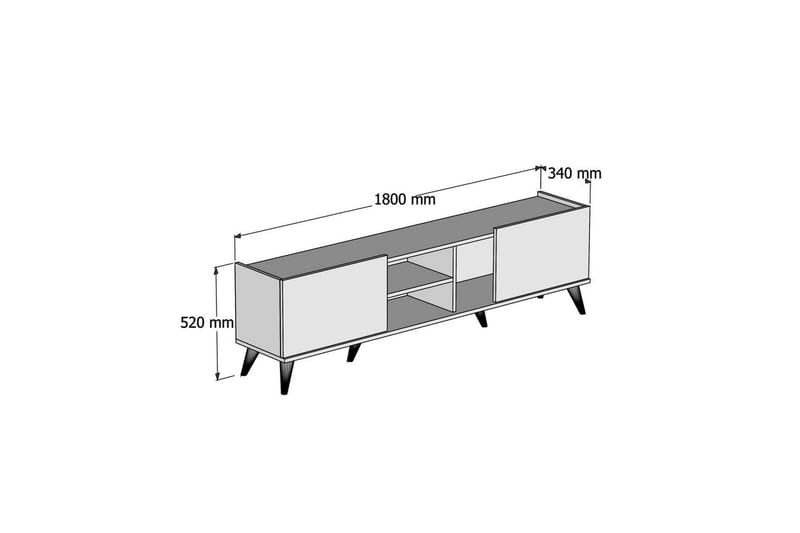 Tv-bänk & mediabänk Challur Tv-bänk 180 cm Valnöt,Svart - Möbler - TV- & Mediamöbler - TV bänk & mediabänk