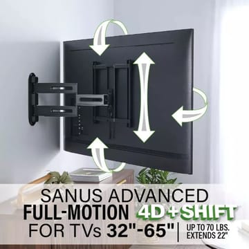TV-Fäste Sanus 4D Max Vesa 400x400 32-65 Full Motion - Svart - Möbler - TV- & Mediamöbler - Mediastativ & väggfäste - Tv-stativ & Tv-väggfäste