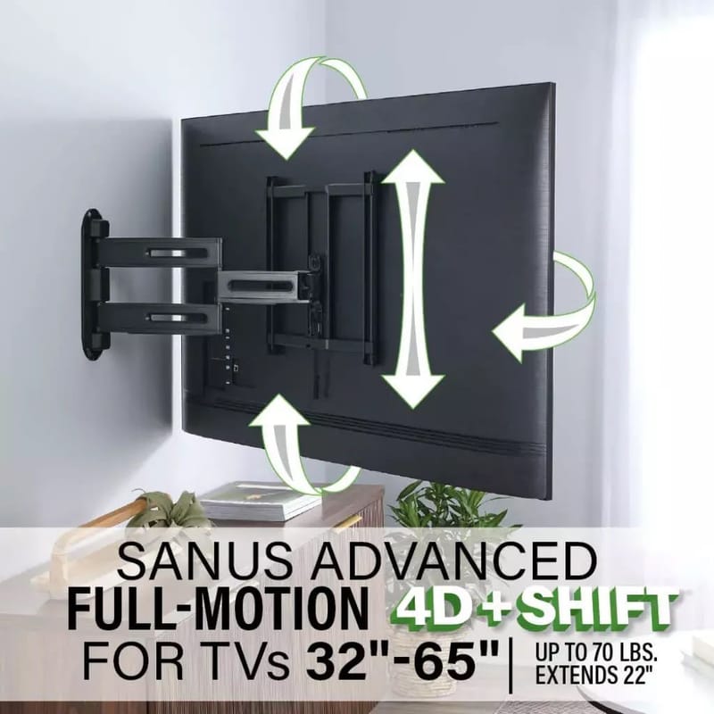 TV-Fäste Sanus 4D Max Vesa 400x400 32-65 Full Motion - Svart - Möbler - TV- & Mediamöbler - Mediastativ & väggfäste - Tv-stativ & Tv-väggfäste