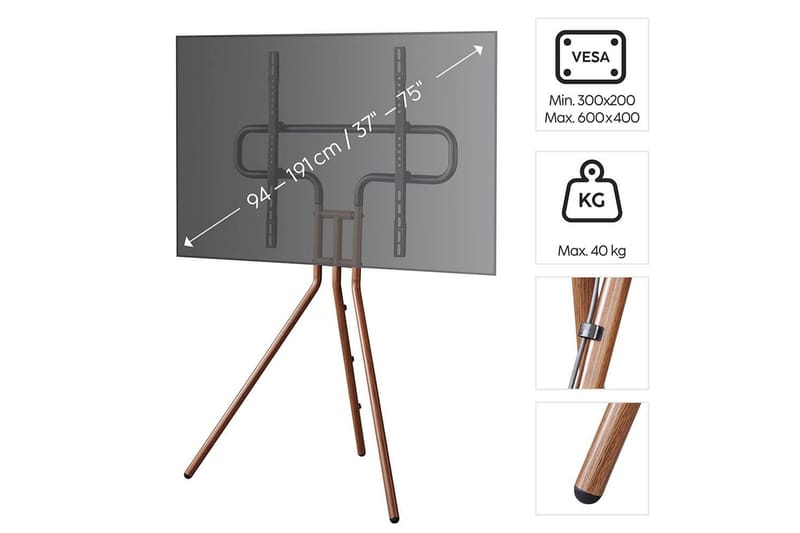 TV Golvstativ Hama Design Upp till 75 - Mörkbrun - Möbler - TV- & Mediamöbler - Mediastativ & väggfäste - Tv-stativ & Tv-väggfäste