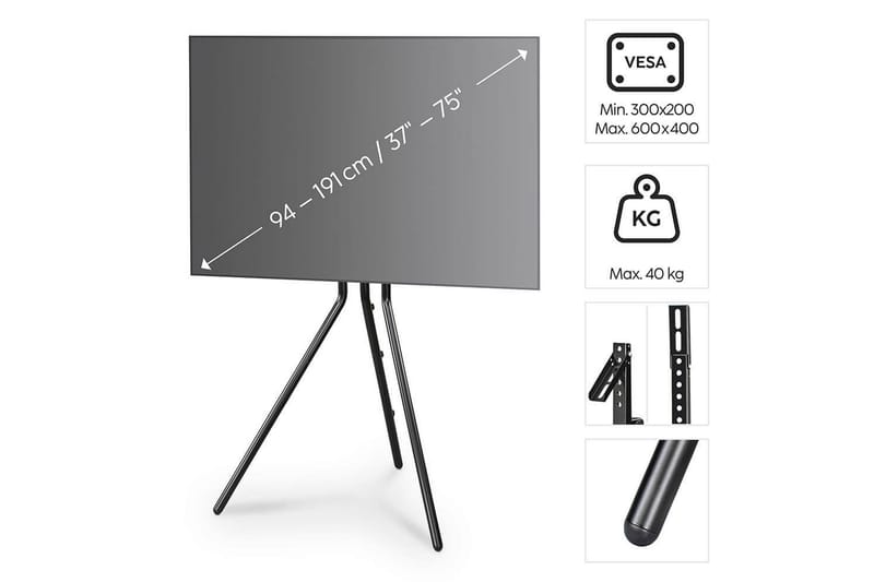 TV Golvstativ Hama Design Upp till 75 Svart - Svart - Möbler - TV- & Mediamöbler - Mediastativ & väggfäste - Tv-stativ & Tv-väggfäste