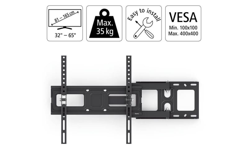 TV Väggfäste Hama VESA Full Motion Upp till 65 Max 35kg Svart - Svart - Möbler - TV- & Mediamöbler - Mediastativ & väggfäste - Tv-stativ & Tv-väggfäste