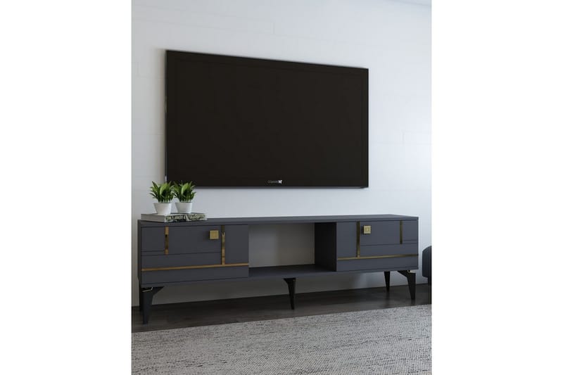 Varno Tv-bänk 150 cm - Antracit/Guld - Möbler - TV- & Mediamöbler - TV bänk & mediabänk