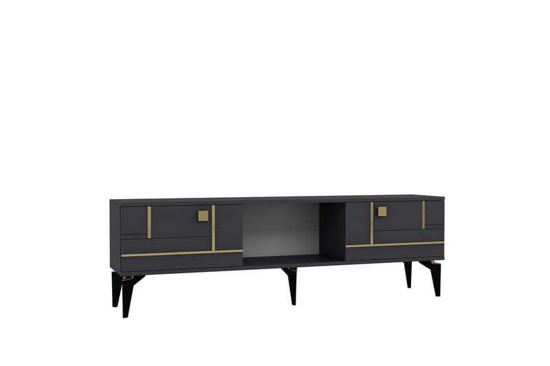 Varno Tv-bänk 150 cm - Antracit/Guld - Möbler - TV- & Mediamöbler - TV bänk & mediabänk