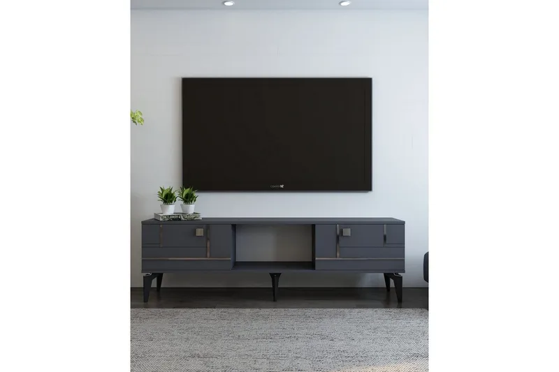 Varno Tv-bänk 150 cm - Antracit/Silver - Möbler - TV- & Mediamöbler - TV bänk & mediabänk