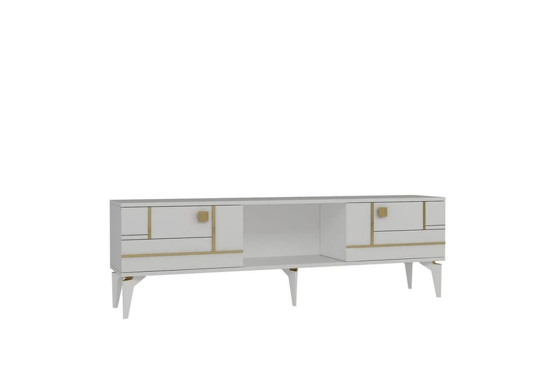 Varno Tv-bänk 150 cm - Vit/Guld - Möbler - TV- & Mediamöbler - TV bänk & mediabänk