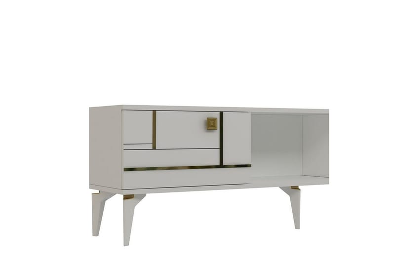 Varno Tv-bänk 150 cm - Vit/Guld - Möbler - TV- & Mediamöbler - TV bänk & mediabänk