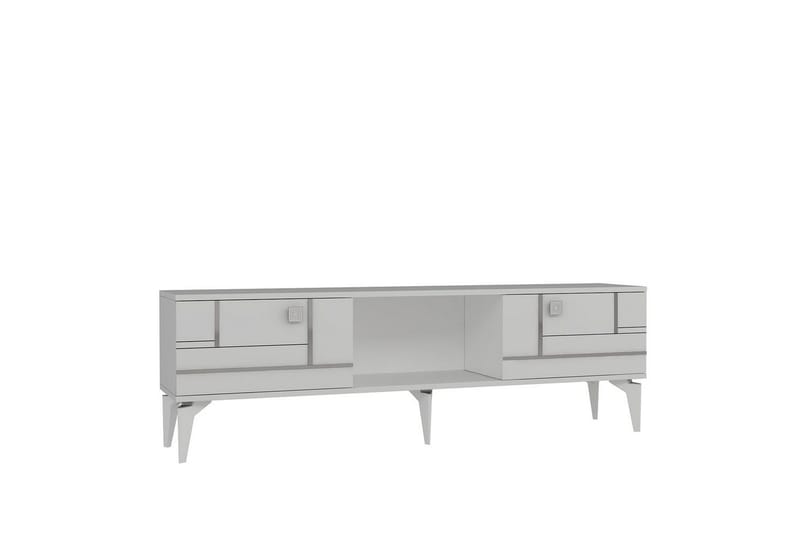 Varno Tv-bänk 150 cm - Vit/Silver - Möbler - TV- & Mediamöbler - TV bänk & mediabänk
