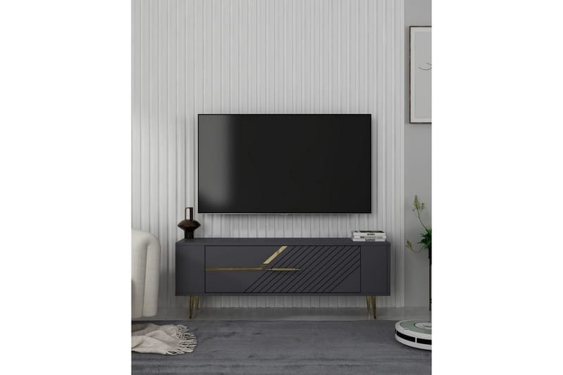Veynor Tv-bänk 120 cm - Antracit/Guld - Möbler - TV- & Mediamöbler - TV bänk & mediabänk