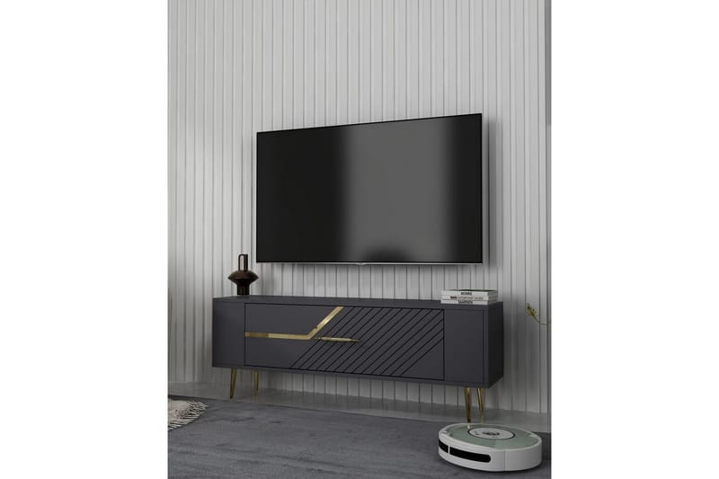 Veynor Tv-bänk 120 cm - Antracit/Guld - Möbler - TV- & Mediamöbler - TV bänk & mediabänk