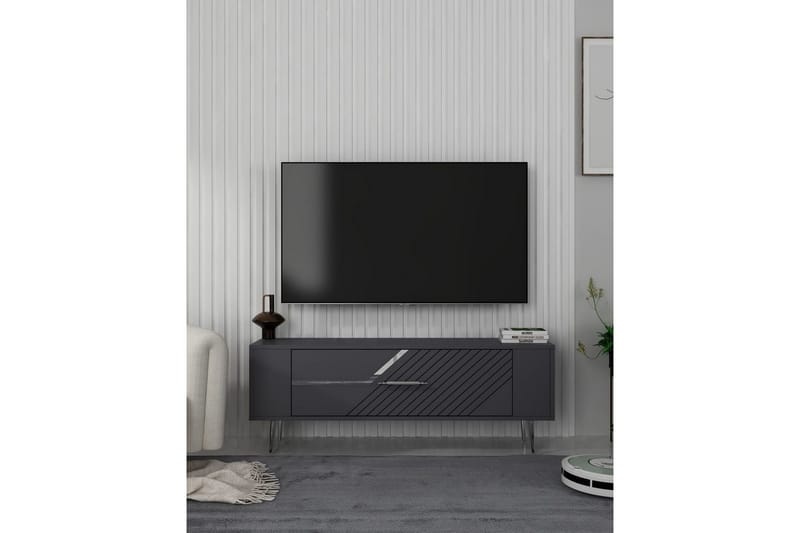 Veynor Tv-bänk 120 cm - Antracit/Silver - Möbler - TV- & Mediamöbler - TV bänk & mediabänk