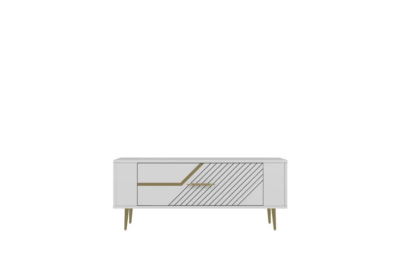 Veynor Tv-bänk 120 cm - Vit/Guld - Möbler - TV- & Mediamöbler - TV bänk & mediabänk