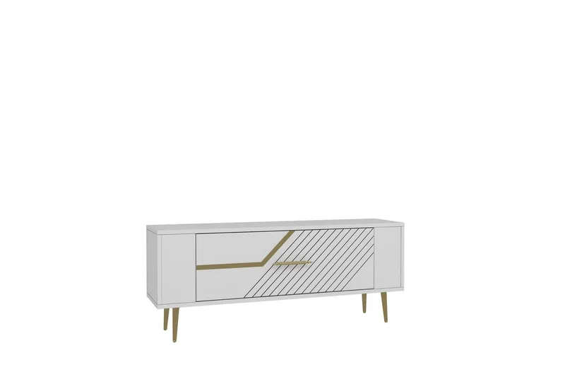 Veynor Tv-bänk 120 cm, Vit/Guld