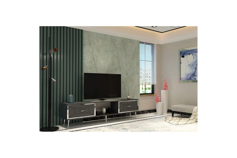 Virdel Tv-bänk 150 cm - Antracit/Silver - Möbler - TV- & Mediamöbler - TV bänk & mediabänk