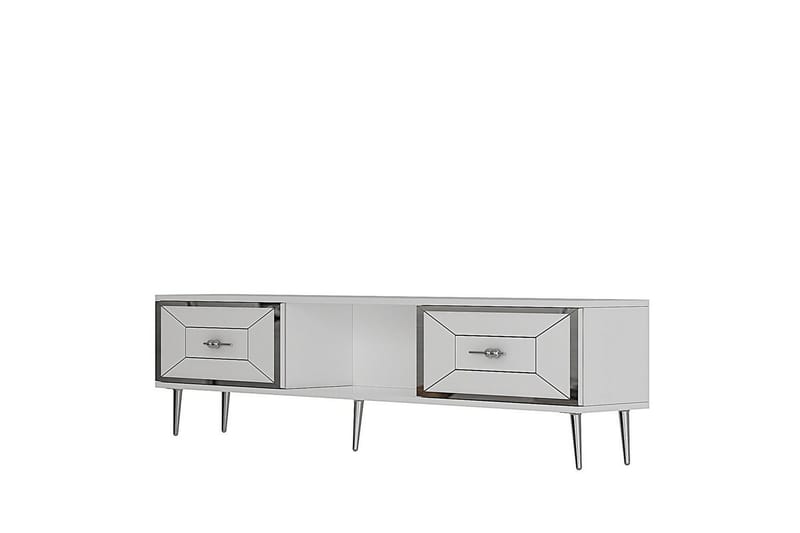 Virdel Tv-bänk 150 cm, Vit/Silver